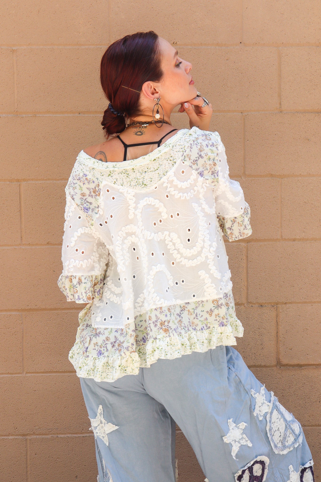 Ella Mae Round Neck Woven Top - ivyandlavyboutique Pol Clothing