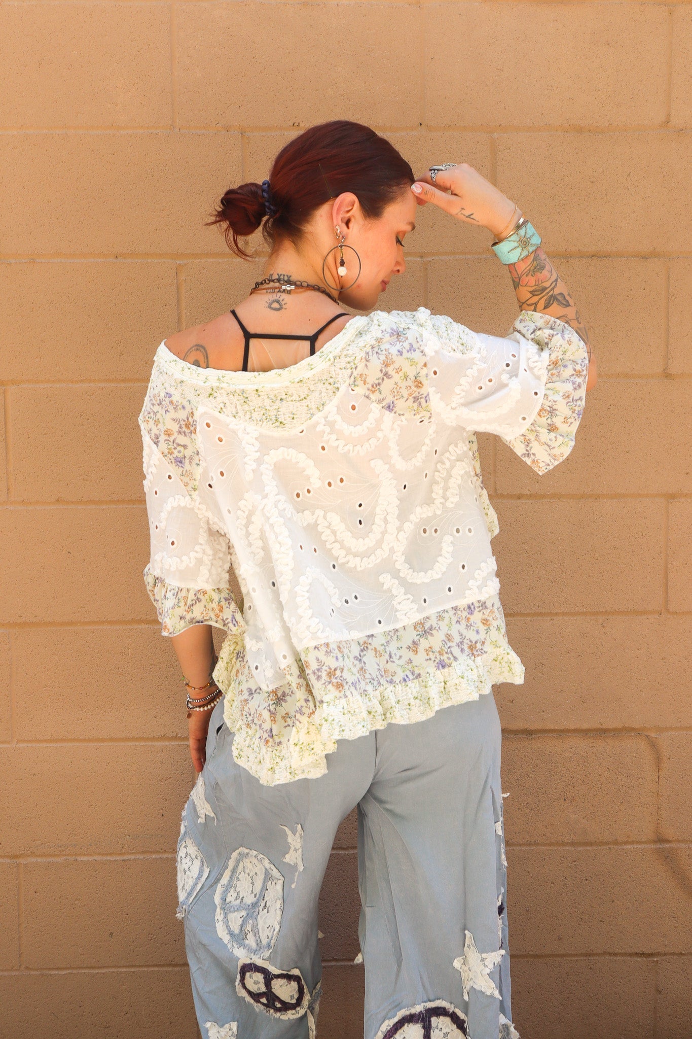 Ella Mae Round Neck Woven Top - ivyandlavyboutique Pol Clothing