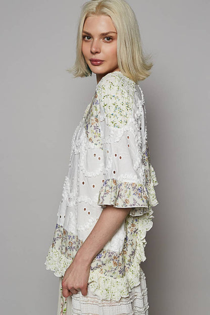 Ella Mae Round Neck Woven Top - ivyandlavyboutique Pol Clothing
