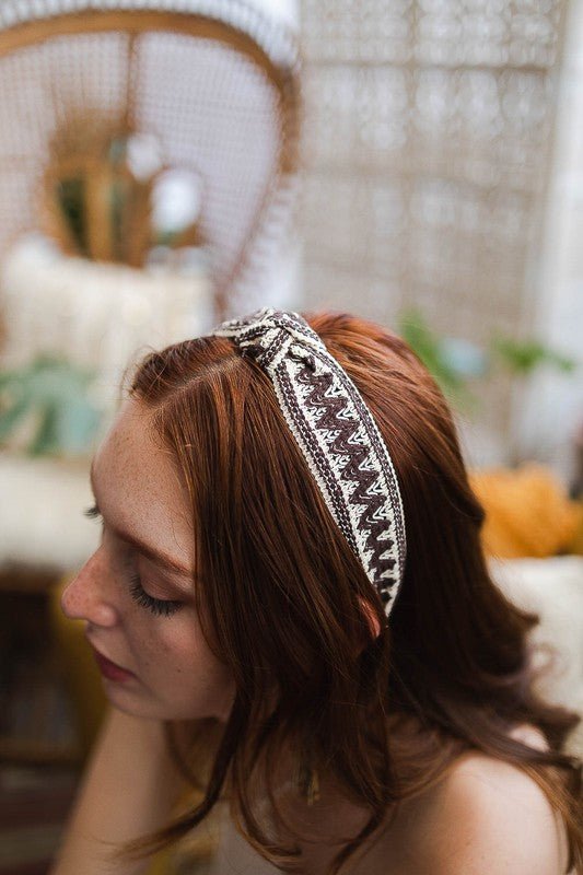 Embroidered Stitch Boho Knotted Headband - ivyandlavyboutique Leto Accessories