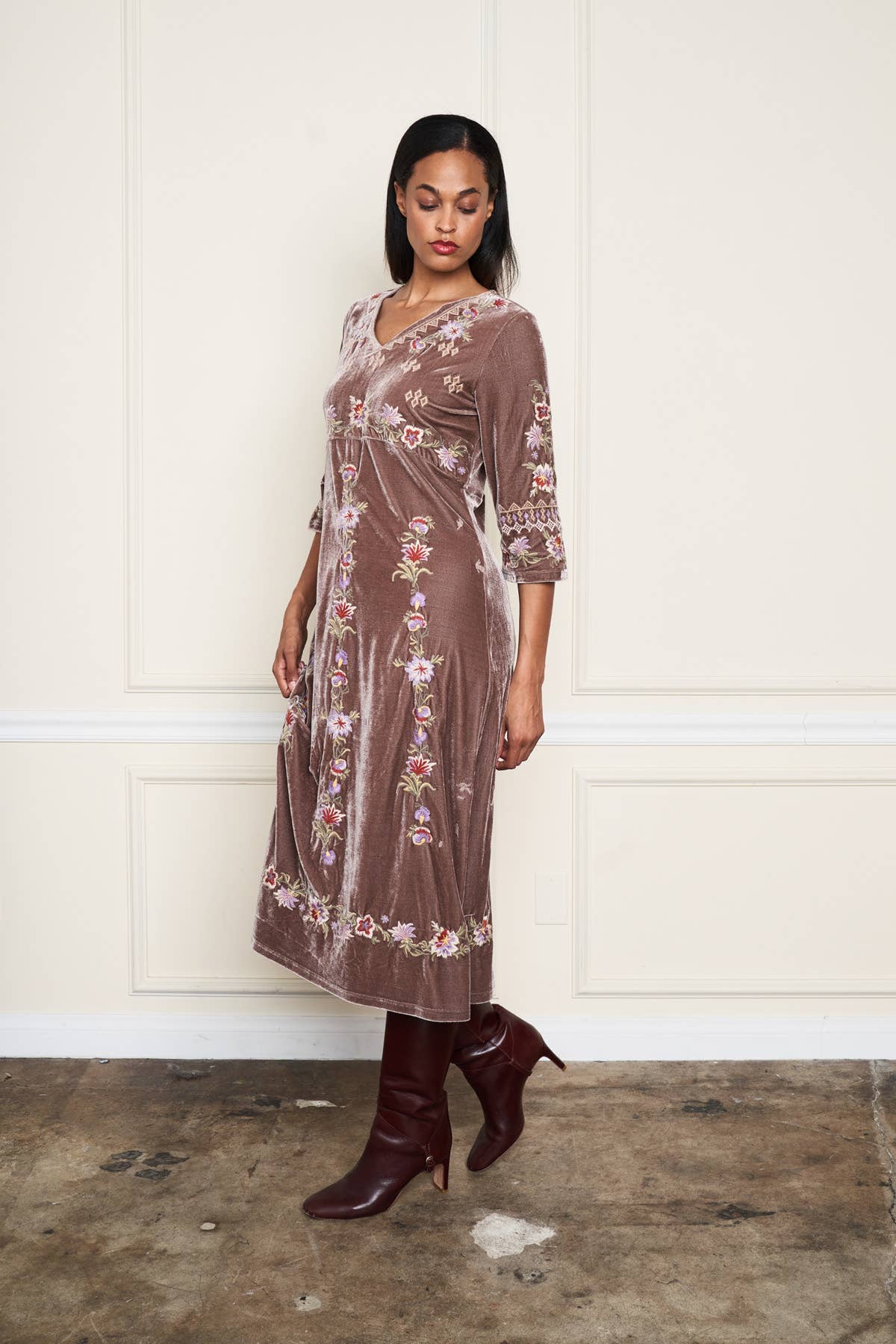 Embroidered Velvet Pull - Over Dress - ivyandlavyboutique Paparazzi