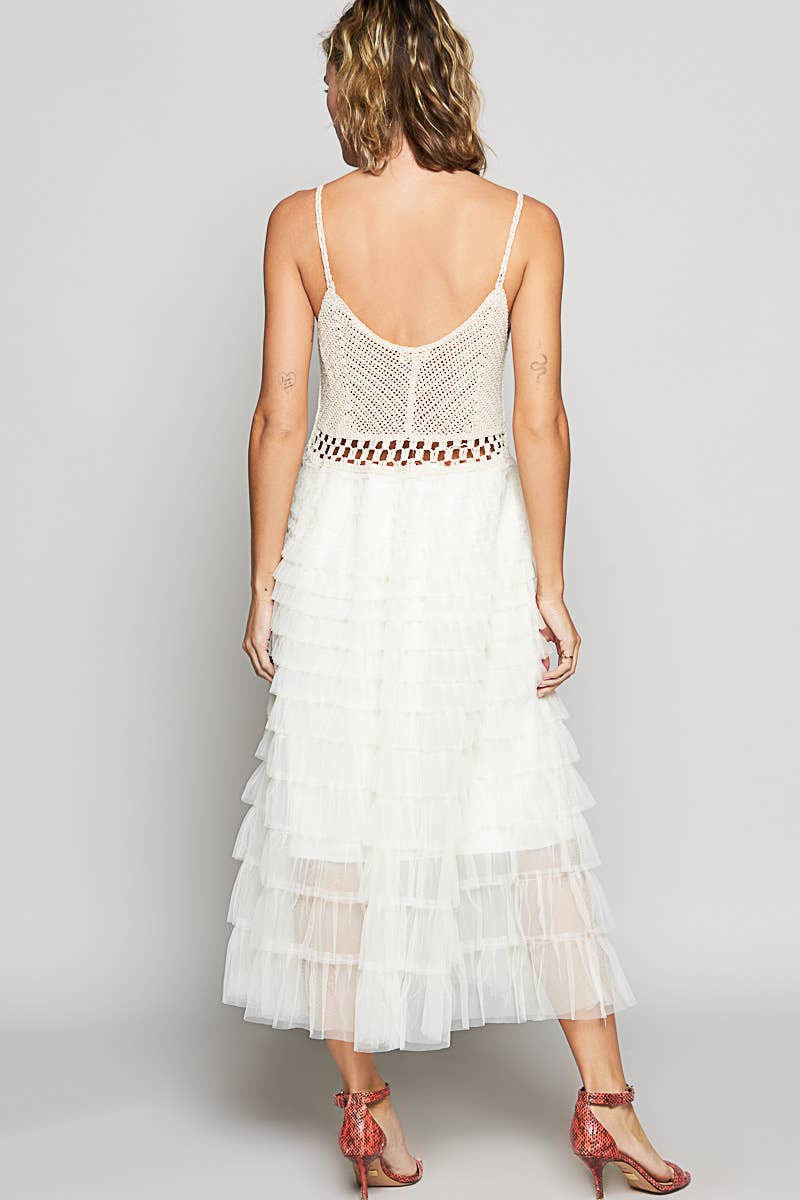 Endless Summer Sleeveless Crochet Lace Ruffle Dress - ivyandlavyboutique Pol Clothing
