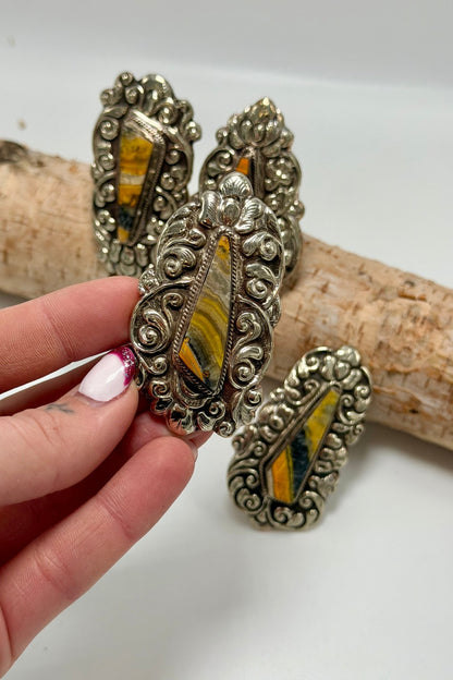 Epic Bumble Bee Jasper Statement Ring - ivyandlavyboutique ivyandlavyboutique