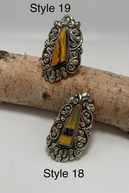 Epic Bumble Bee Jasper Statement Ring - ivyandlavyboutique ivyandlavyboutique