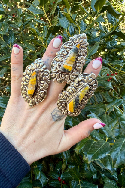 Epic Bumble Bee Jasper Statement Ring - ivyandlavyboutique ivyandlavyboutique