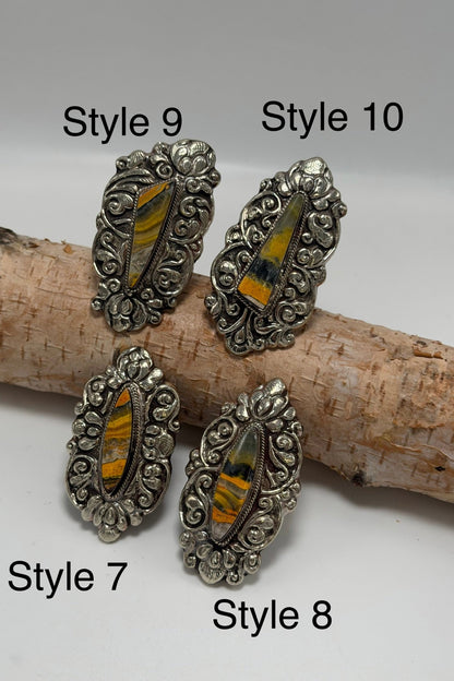 Epic Bumble Bee Jasper Statement Ring - ivyandlavyboutique ivyandlavyboutique