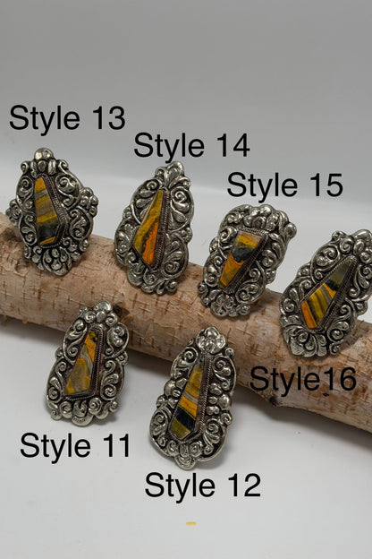 Epic Bumble Bee Jasper Statement Ring - ivyandlavyboutique ivyandlavyboutique