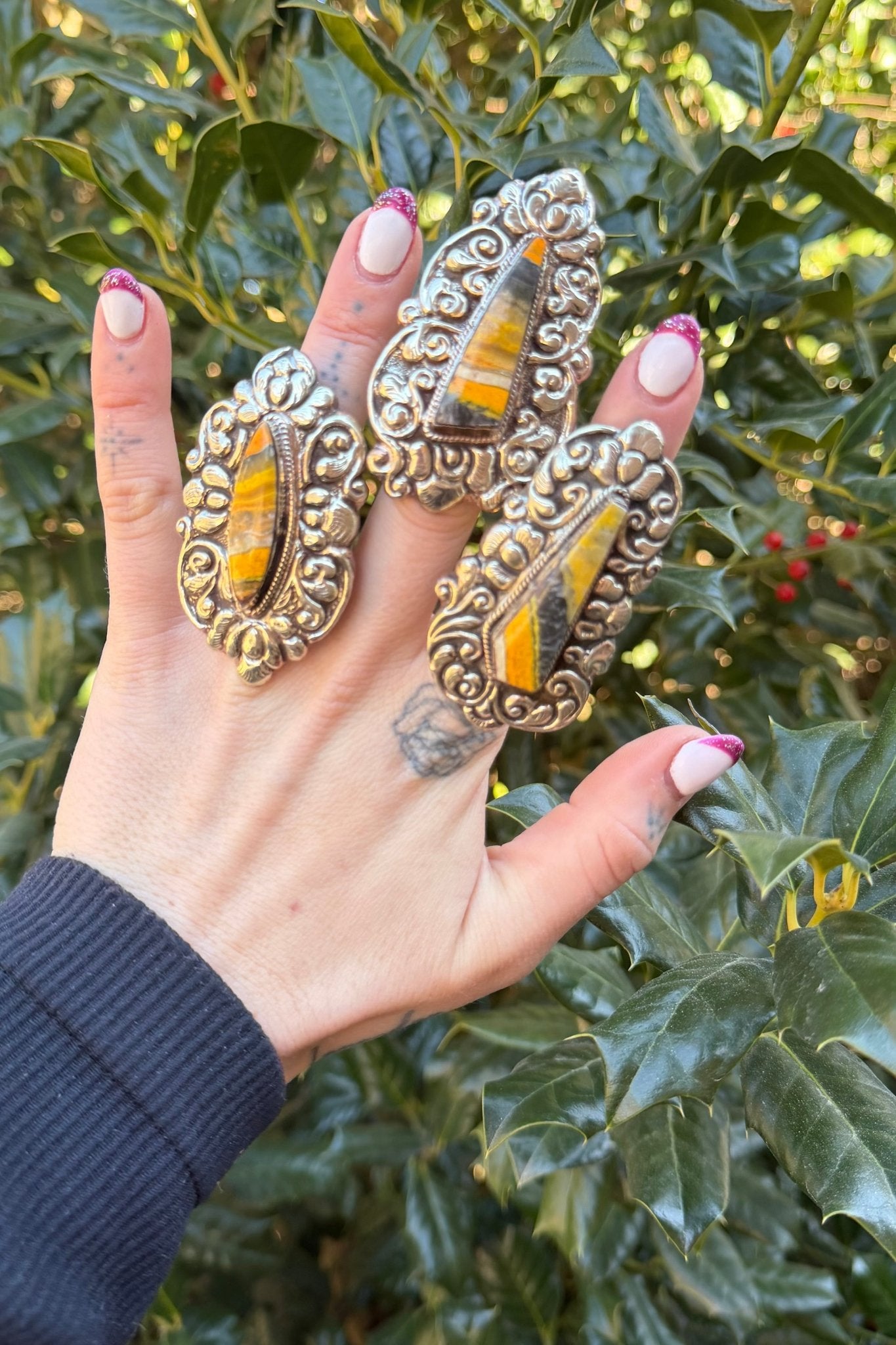 Epic Bumble Bee Jasper Statement Ring - ivyandlavyboutique ivyandlavyboutique