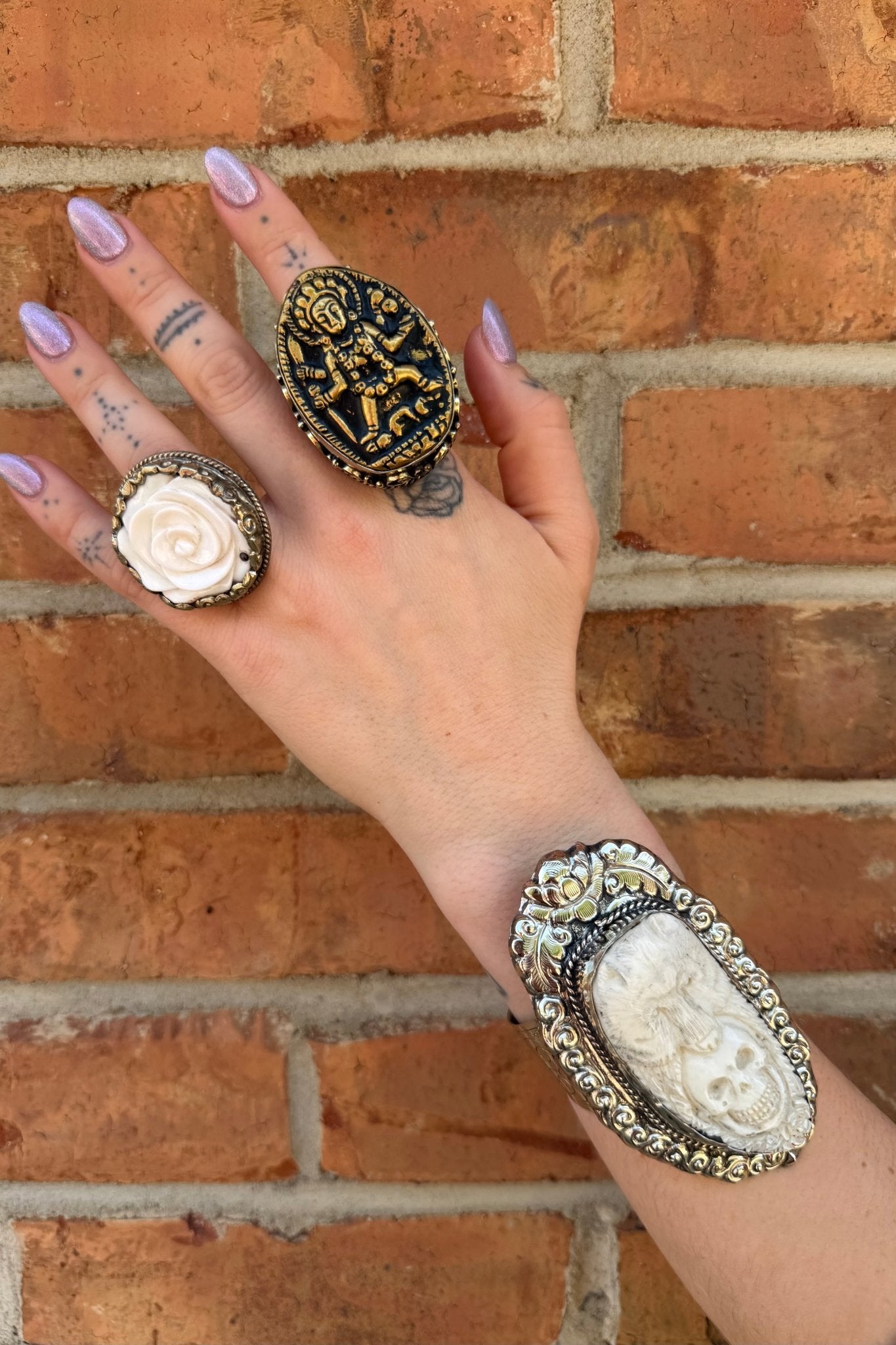 Epic Cuff Bracelet Bear and Skull - ivyandlavyboutique ivyandlavyboutique