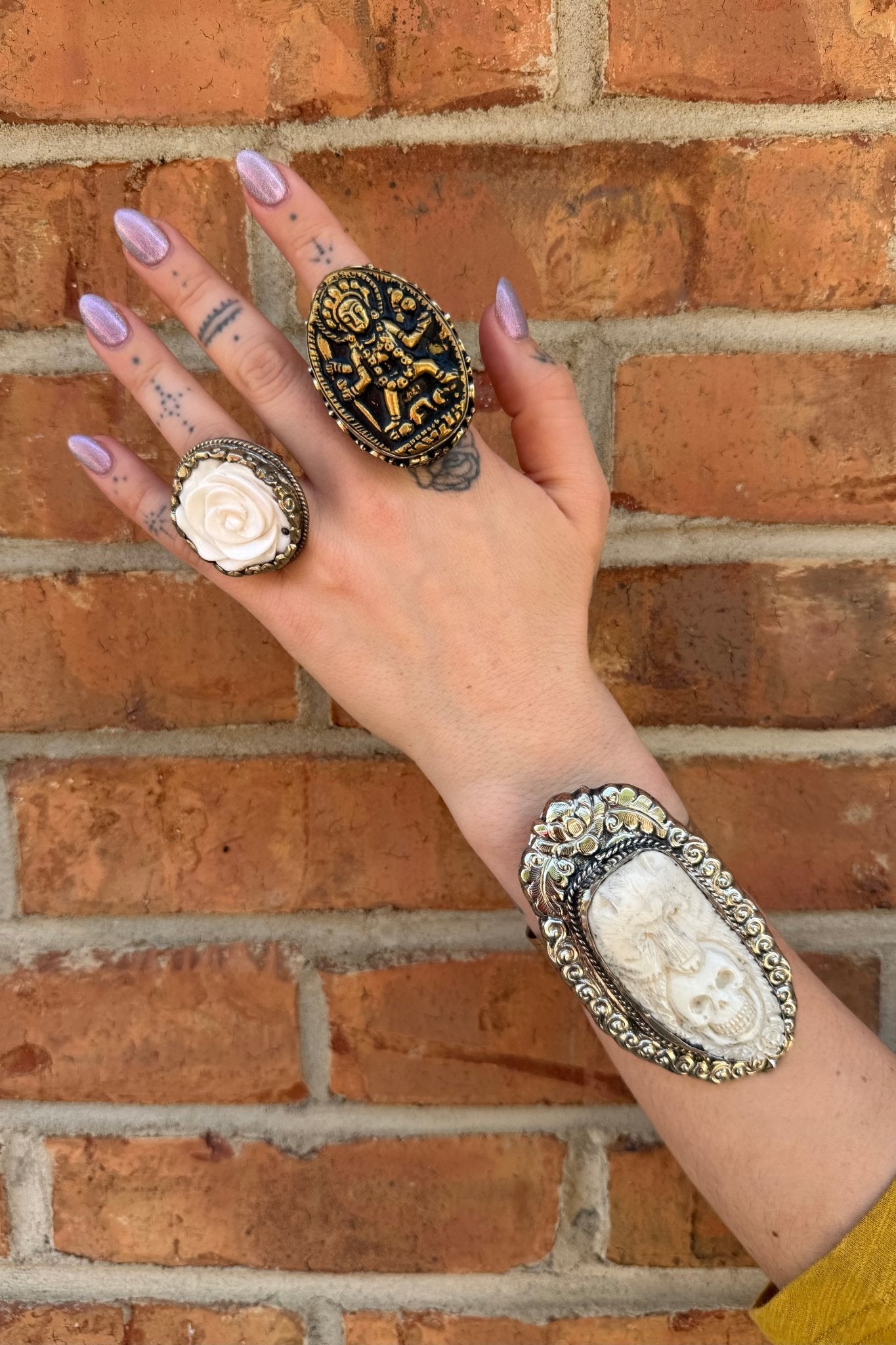 Epic Cuff Bracelet Bear and Skull - ivyandlavyboutique ivyandlavyboutique