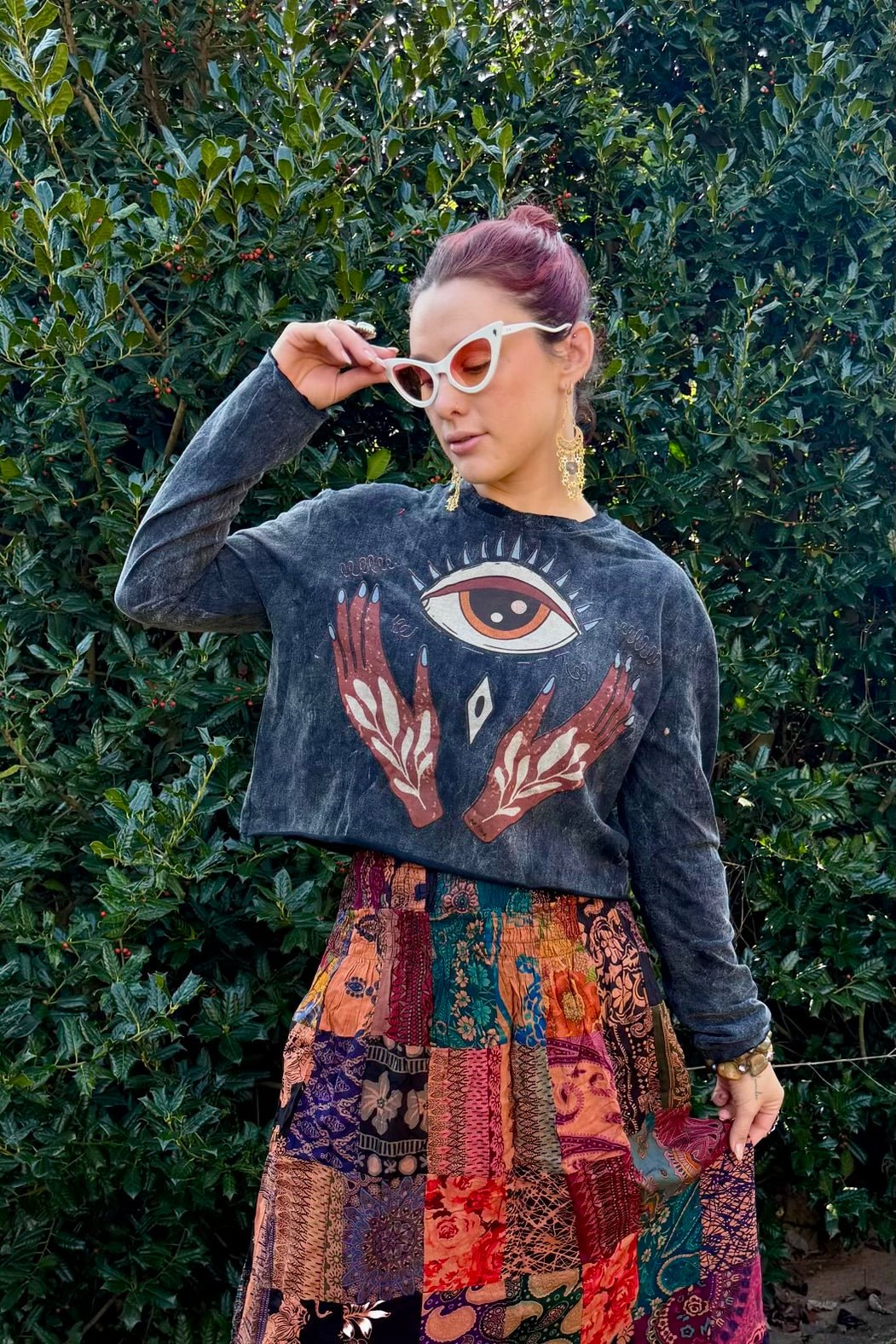 Eye See You Long Sleeve Top - ivyandlavyboutique Kathmandu Imports