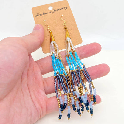 Boho Hand-woven Seed Beads Tassels Earrings - BJ/SB: Style 1