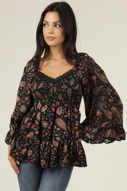 Fall Petal Bell Sleeve Top