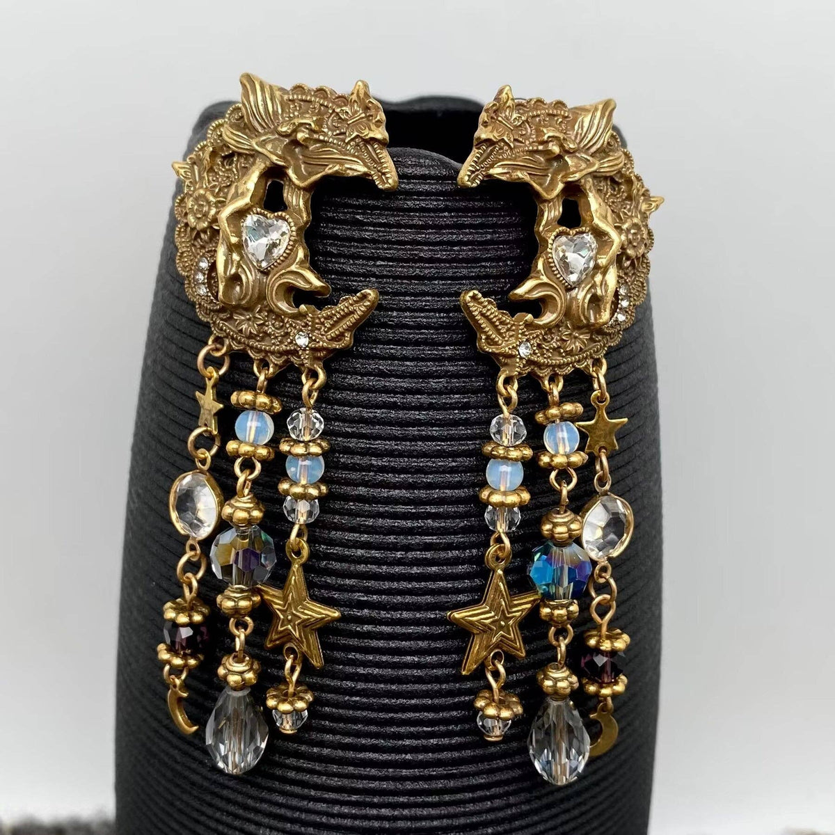 Vintage Star Moon Fringe Angel Elf Earrings - MS