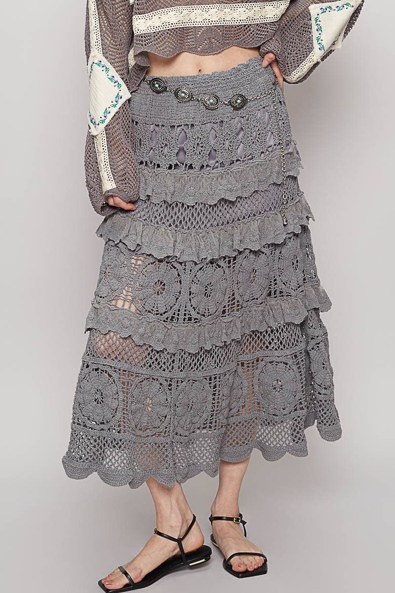 In Playa Lace Ruffle Croche Skirt