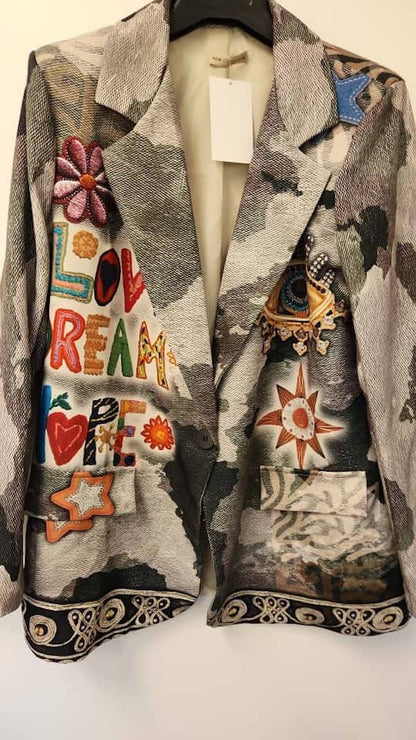 “Love, Dream, Hope” Print Blazer