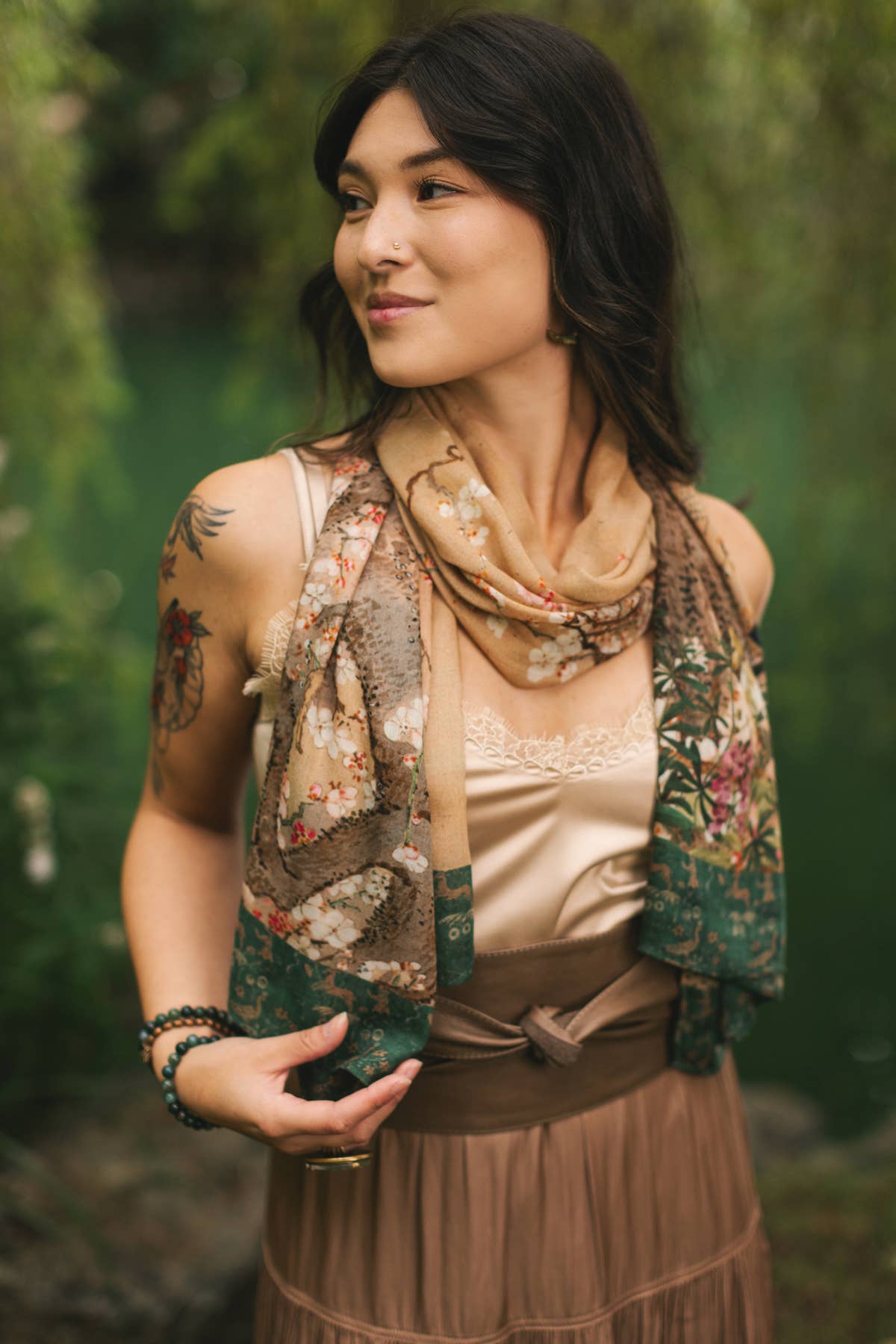 Fable Bohemian Floral Scarf with Deer & Moon Print - ivyandlavyboutique Market of Stars (USA)