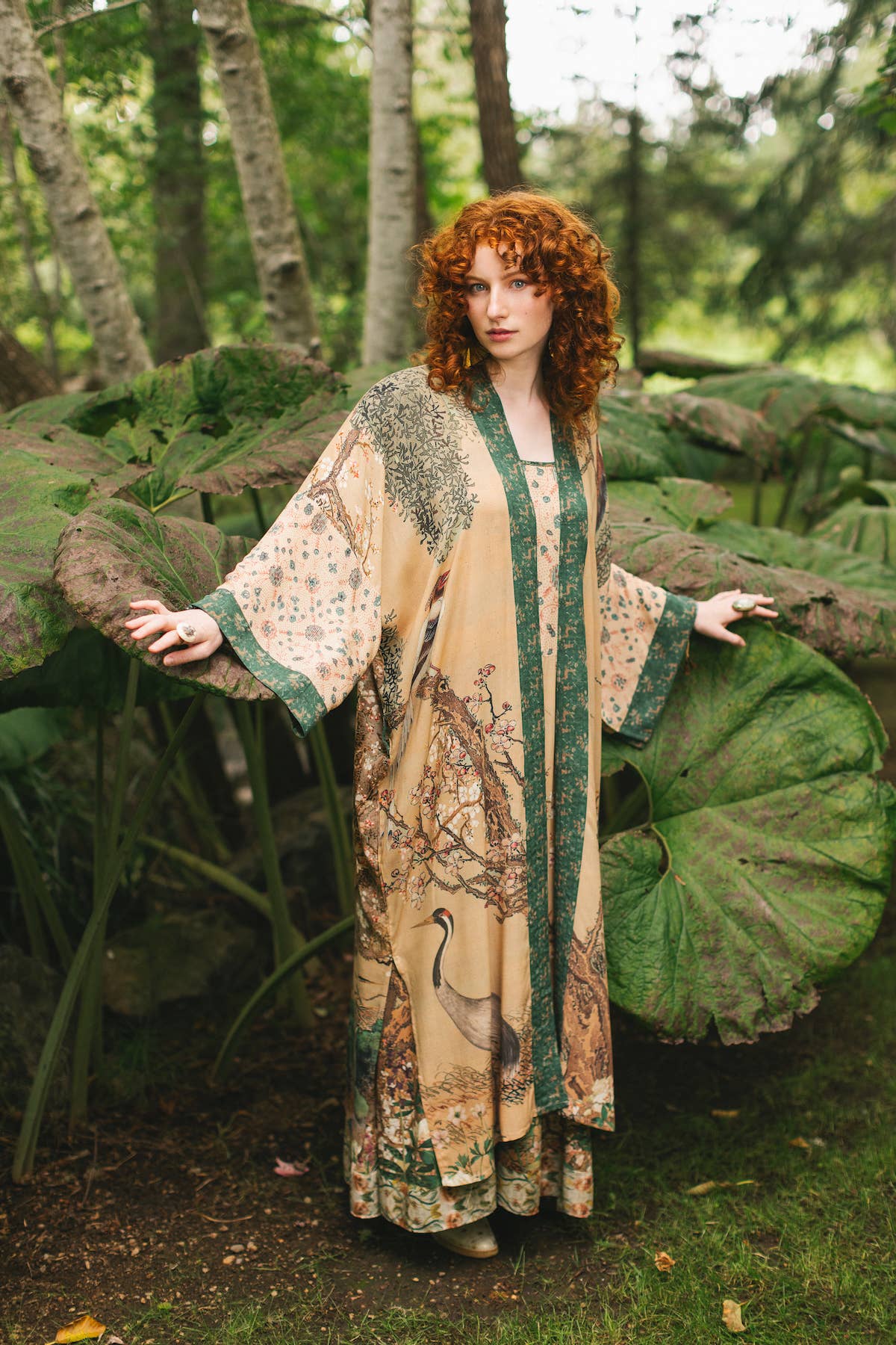 Fable Opera Duster Kimono Robe w/ Deer Moon & Blossom - ivyandlavyboutique Market of Stars