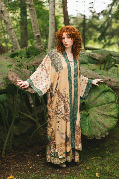 Fable Opera Duster Kimono Robe w/ Deer Moon & Blossom - ivyandlavyboutique Market of Stars