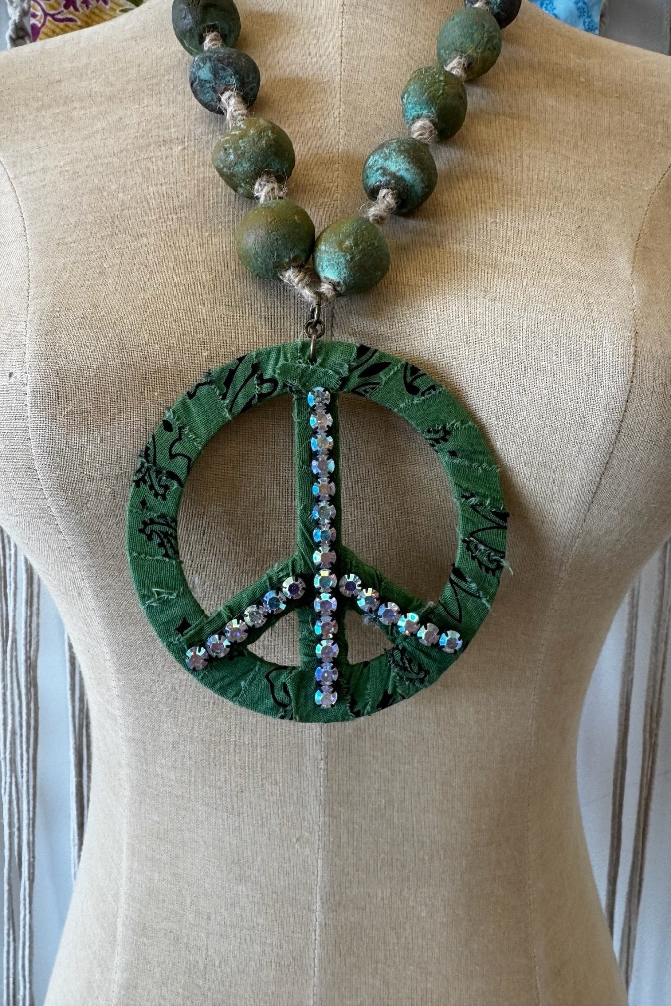 Fabric Peace Necklace - ivyandlavyboutique Gypsy South