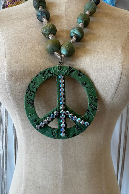 Fabric Peace Necklace - ivyandlavyboutique Gypsy South