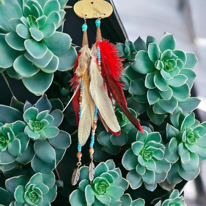 Fancy Red Feather Earrings - ivyandlavyboutique A Rare Bird Shop