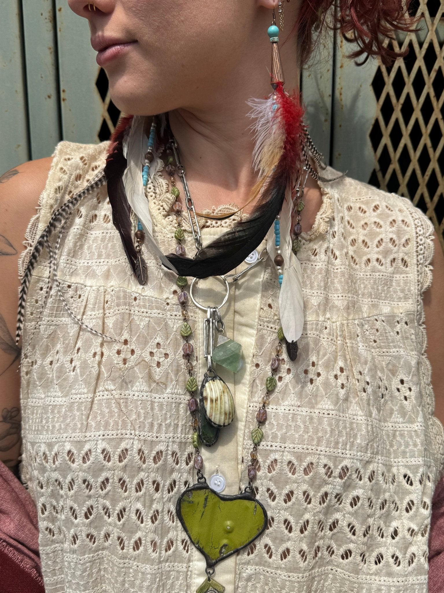 Fancy Red Feather Earrings - ivyandlavyboutique A Rare Bird Shop
