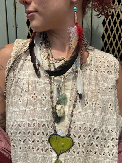 Fancy Red Feather Earrings - ivyandlavyboutique A Rare Bird Shop
