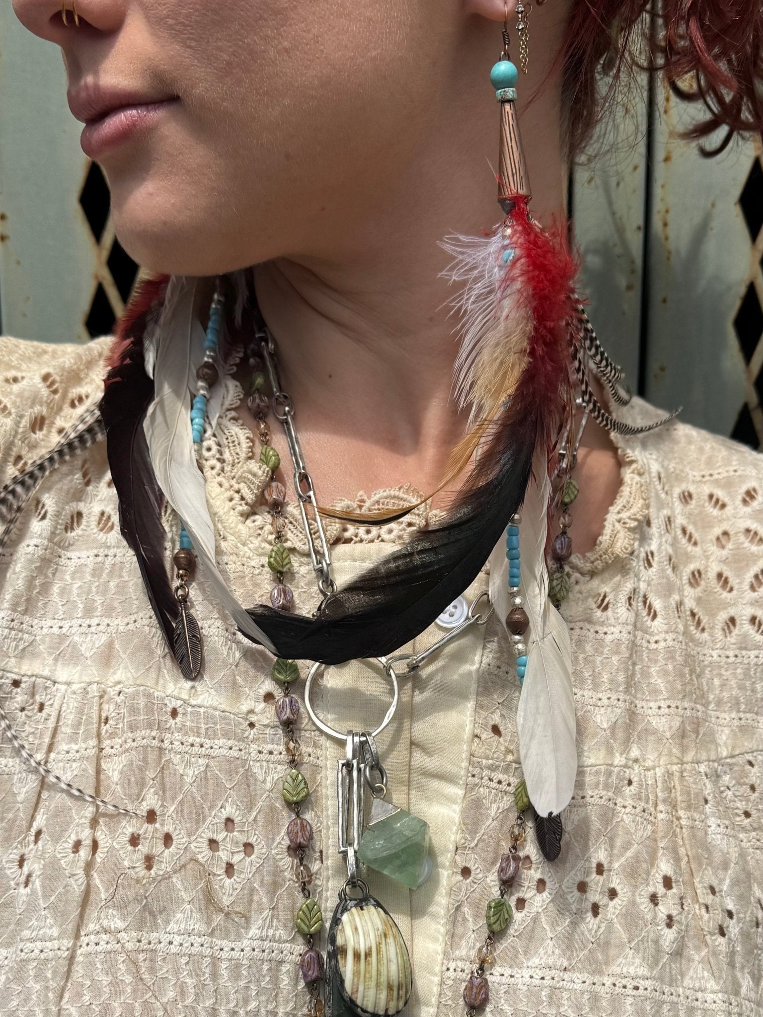 Fancy Red Feather Earrings - ivyandlavyboutique A Rare Bird Shop