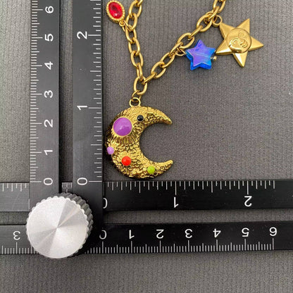 Fantastic Star Moon Charm 18K Golden SS Necklace - FGS/MS - ivyandlavyboutique Mio Queena