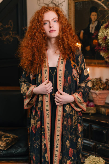 Preorder November -  Heart of Gold Opera Duster Kimono Robe w/ Sacred Heart