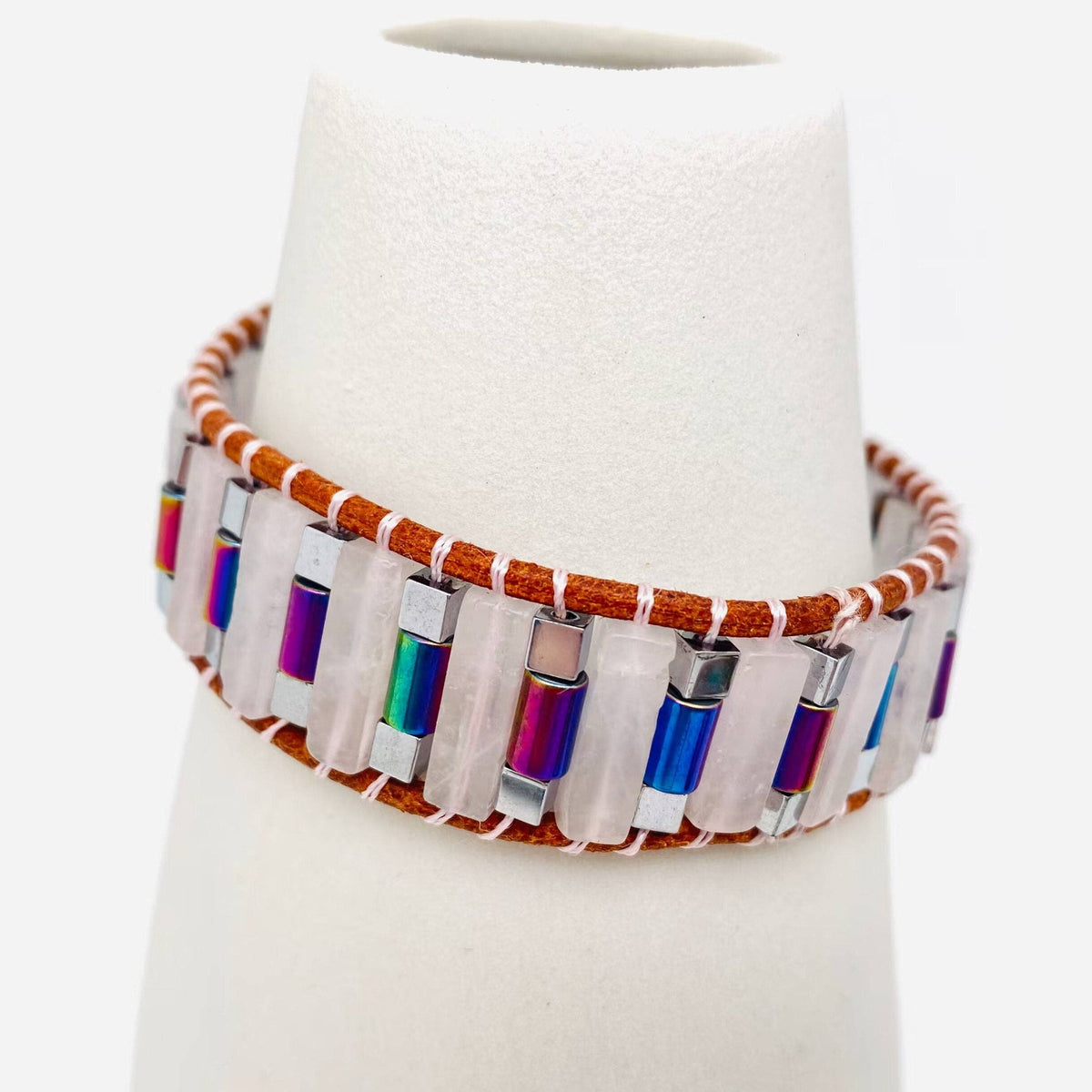 Handmade Cuboid Natural Stone Beaded Woven Bracelet - CS: Green Aventurine