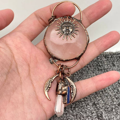 Natural Stone Crystal Sun God Moon Craft Charm - CS