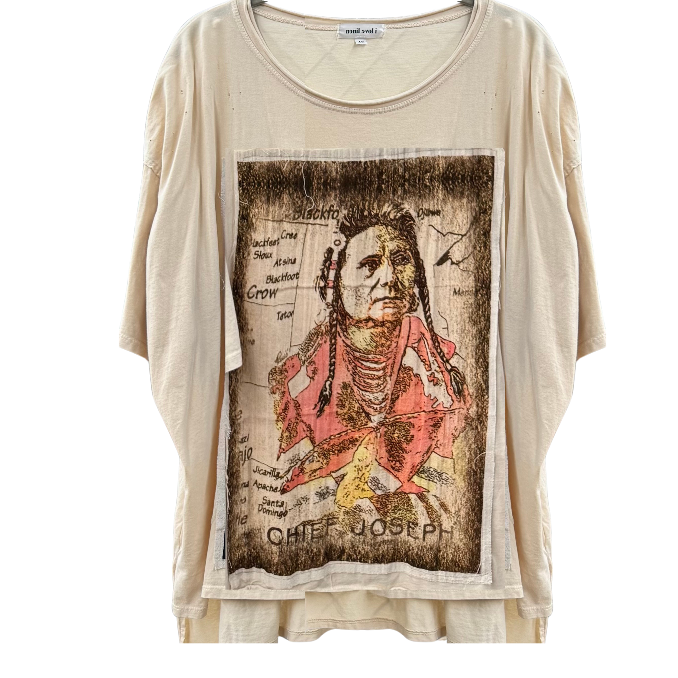 Chief Joseph on Tribe Map Oversized Patchwork Tee