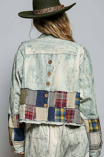 Not your Boyfriend’s Long Sleeve Contrast Patchwork Vintage Denim Shirt Jacket