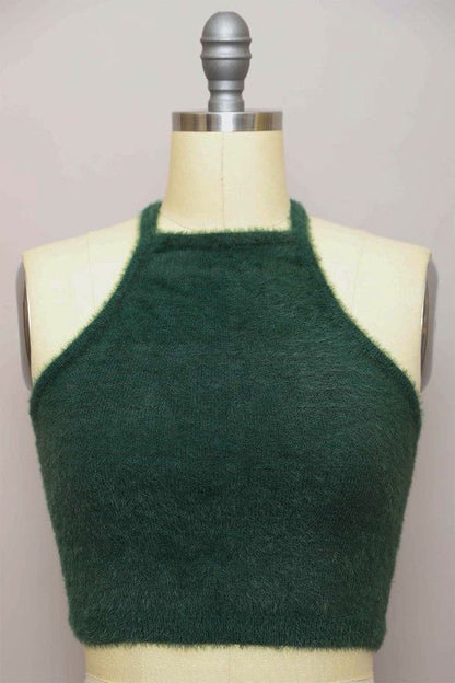 Feeling Fuzzy Halter Cropped Top - ivyandlavyboutique Leto Accessories