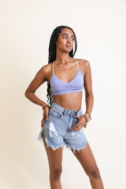 Ferrias Floral Lattice Bralette - ivyandlavyboutique Leto Accessories