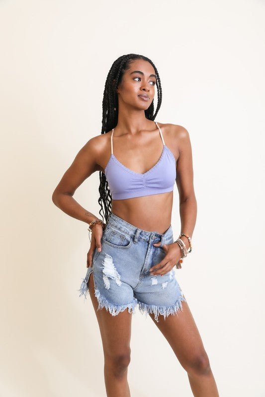 Ferrias Floral Lattice Bralette - ivyandlavyboutique Leto Accessories