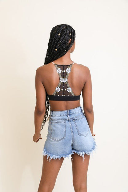 Ferrias Floral Lattice Bralette - ivyandlavyboutique Leto Accessories