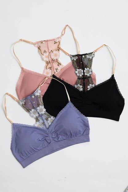 Ferrias Floral Lattice Bralette - ivyandlavyboutique Leto Accessories