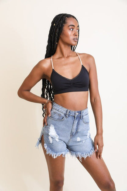 Ferrias Floral Lattice Bralette - ivyandlavyboutique Leto Accessories