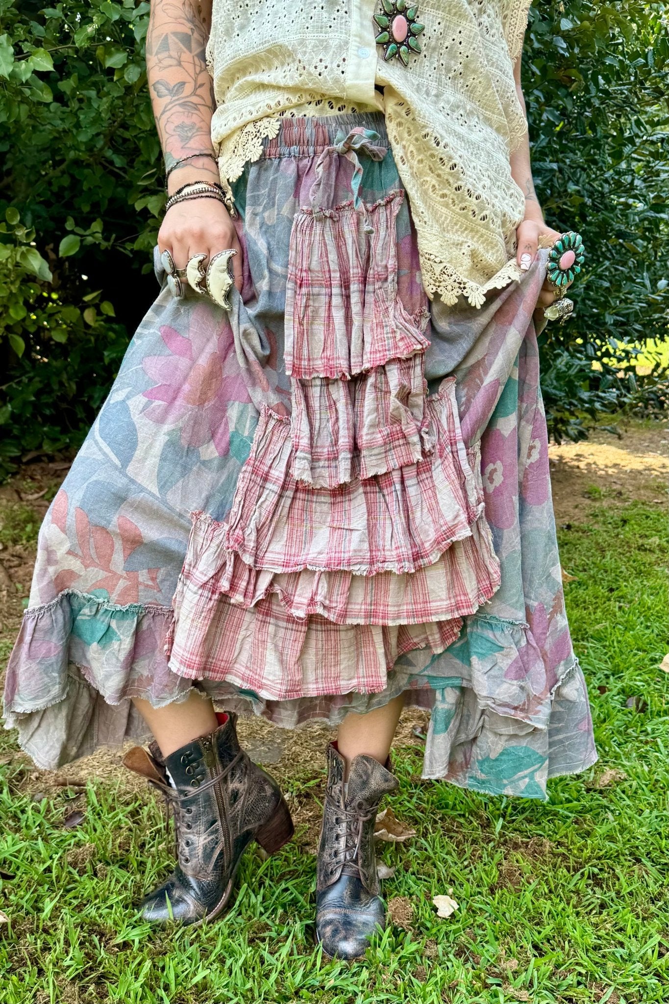 Fields of Dreams Skirt - Faded Garden: One Size - ivyandlavyboutique Jaded Gypsy