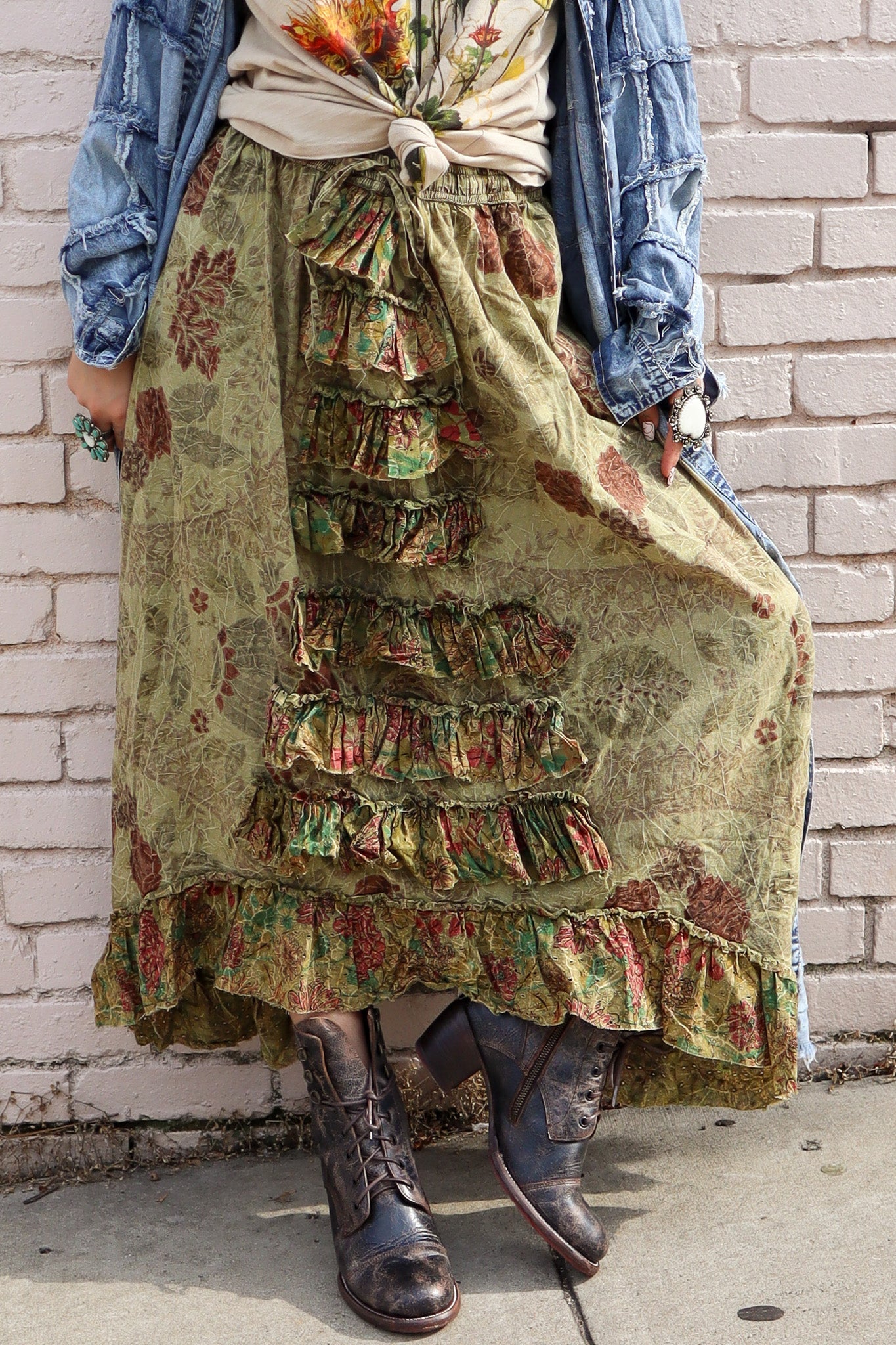 Fields of Dreams Skirt in Moss - ivyandlavyboutique Jaded Gypsy