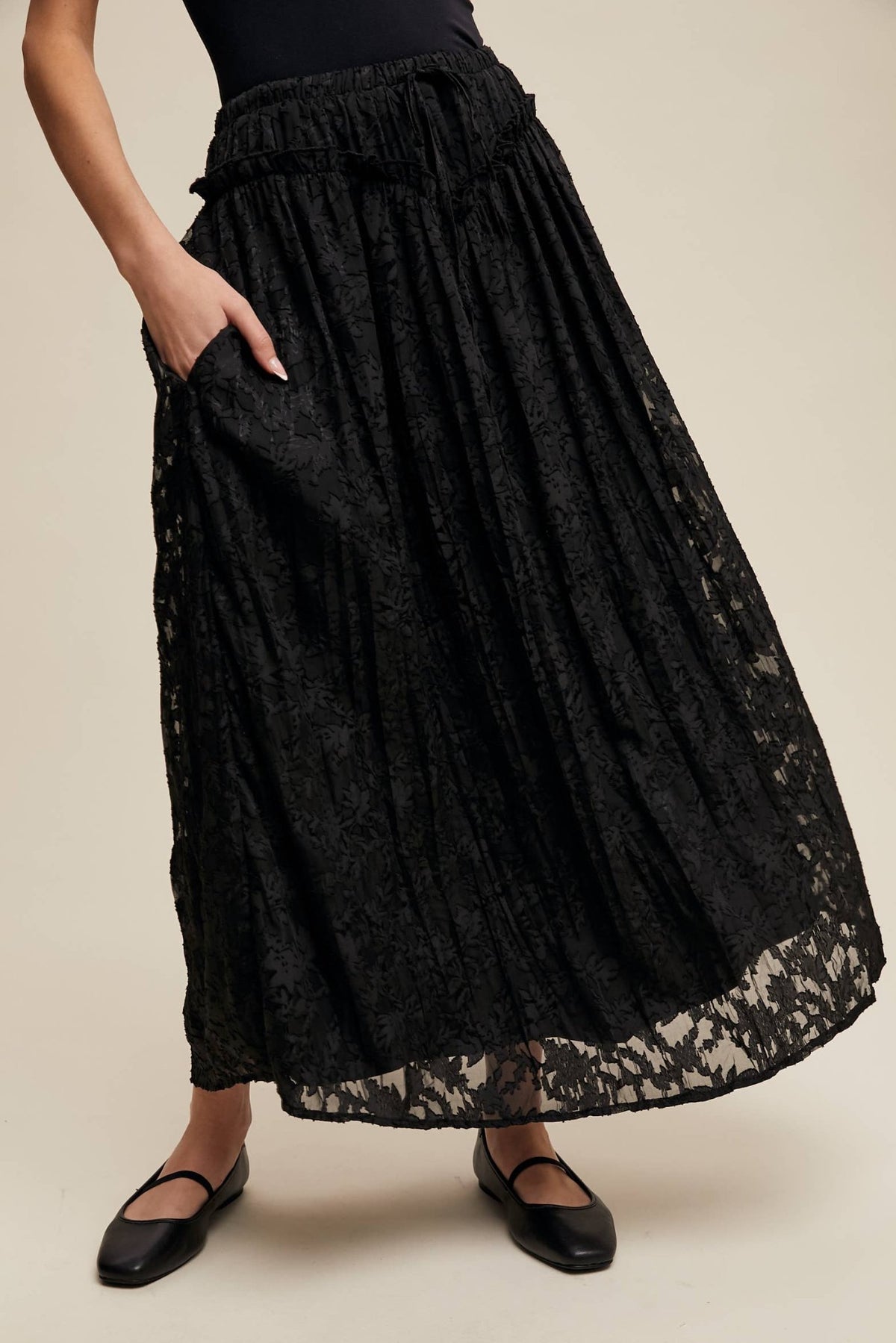 Final Sale - Floral Textured Maxi Skirt - ivyandlavyboutique Listicle