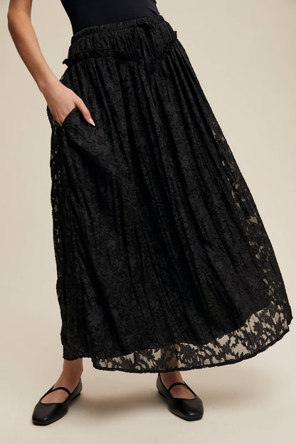 Final Sale - Floral Textured Maxi Skirt - ivyandlavyboutique Listicle