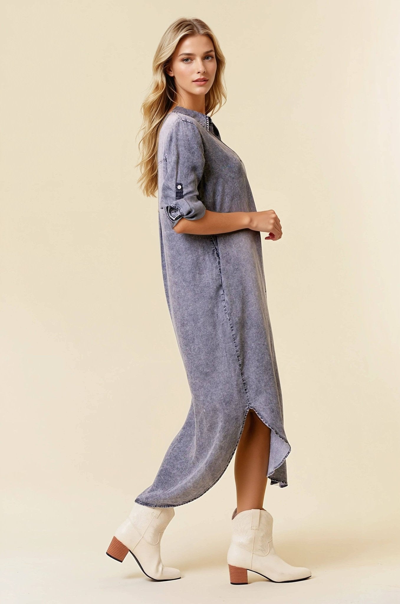 Final Sale - Just Casual Roll Tab Tencel Button Down - ivyandlavyboutique Doe and Rae