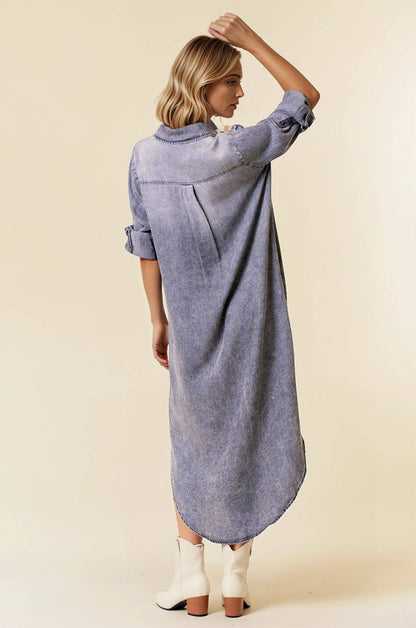 Final Sale - Just Casual Roll Tab Tencel Button Down - ivyandlavyboutique Doe and Rae