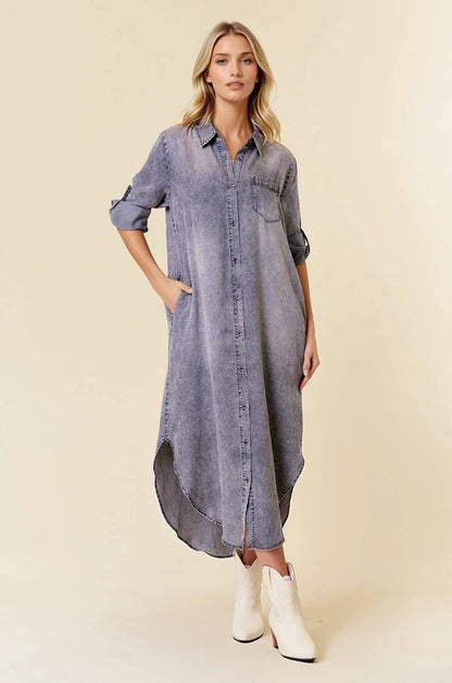 Final Sale - Just Casual Roll Tab Tencel Button Down - ivyandlavyboutique Doe and Rae