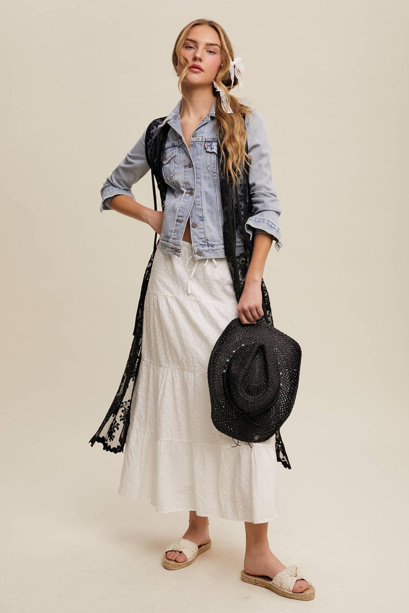 Final Sale - Sheer Floral Embroidered Lace Vest: Black - ivyandlavyboutique Listicle