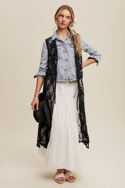 Final Sale - Sheer Floral Embroidered Lace Vest: Black - ivyandlavyboutique Listicle